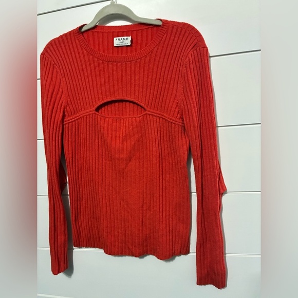 Frame Overlap Long Sleeves Keyhole Rib wool Sweater size M - Picture 5 of 8